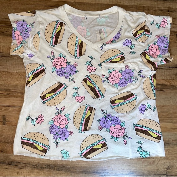 Wildfox Hamburger Floral V-Neck Shirt - Picture 7 of 10
